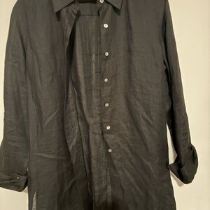 Talbots Classic Black Linen Shirt